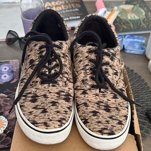 Sperry Tan and Black Patterned Top-Siders